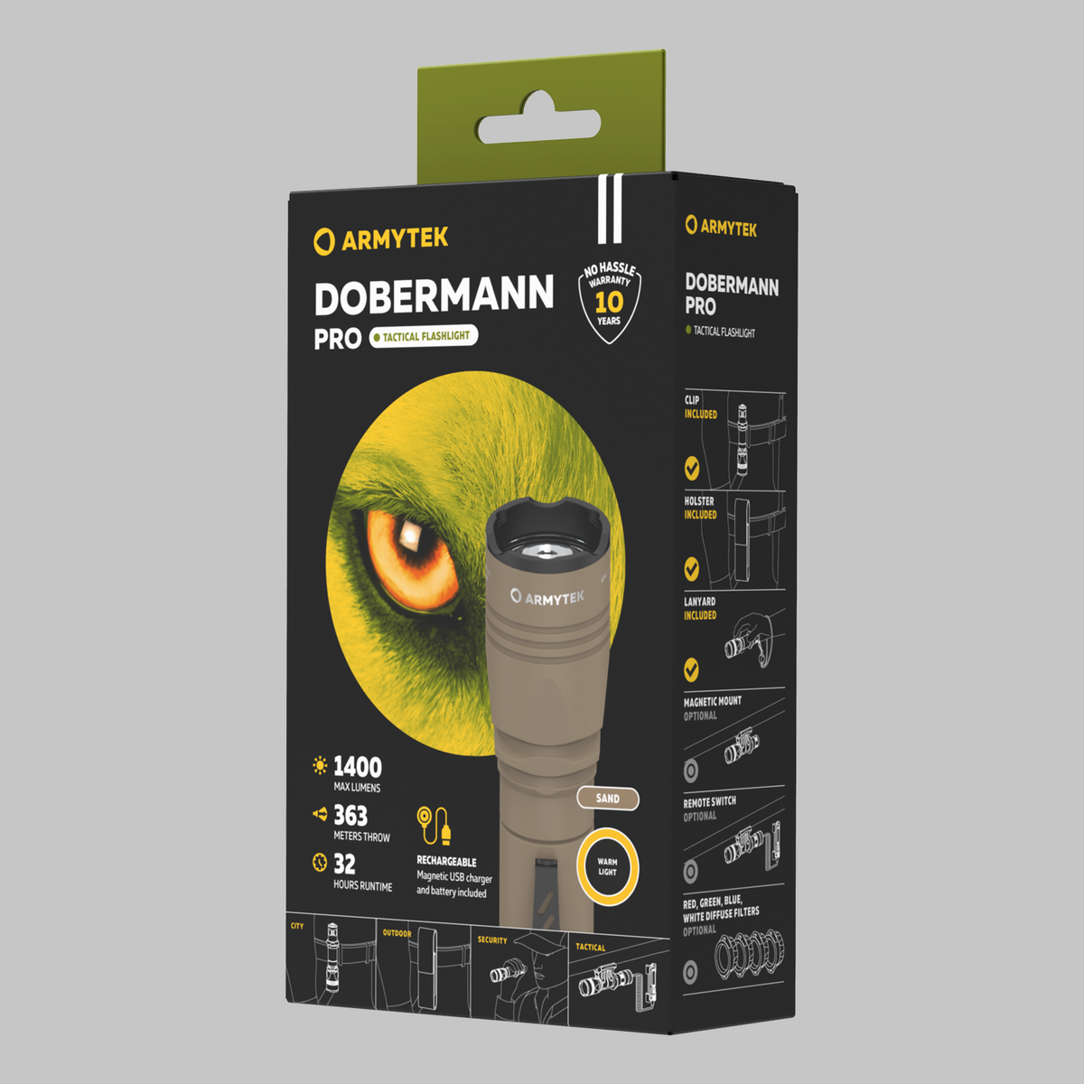 Armytek Dobermann Pro Magnet USB Sand, confezione