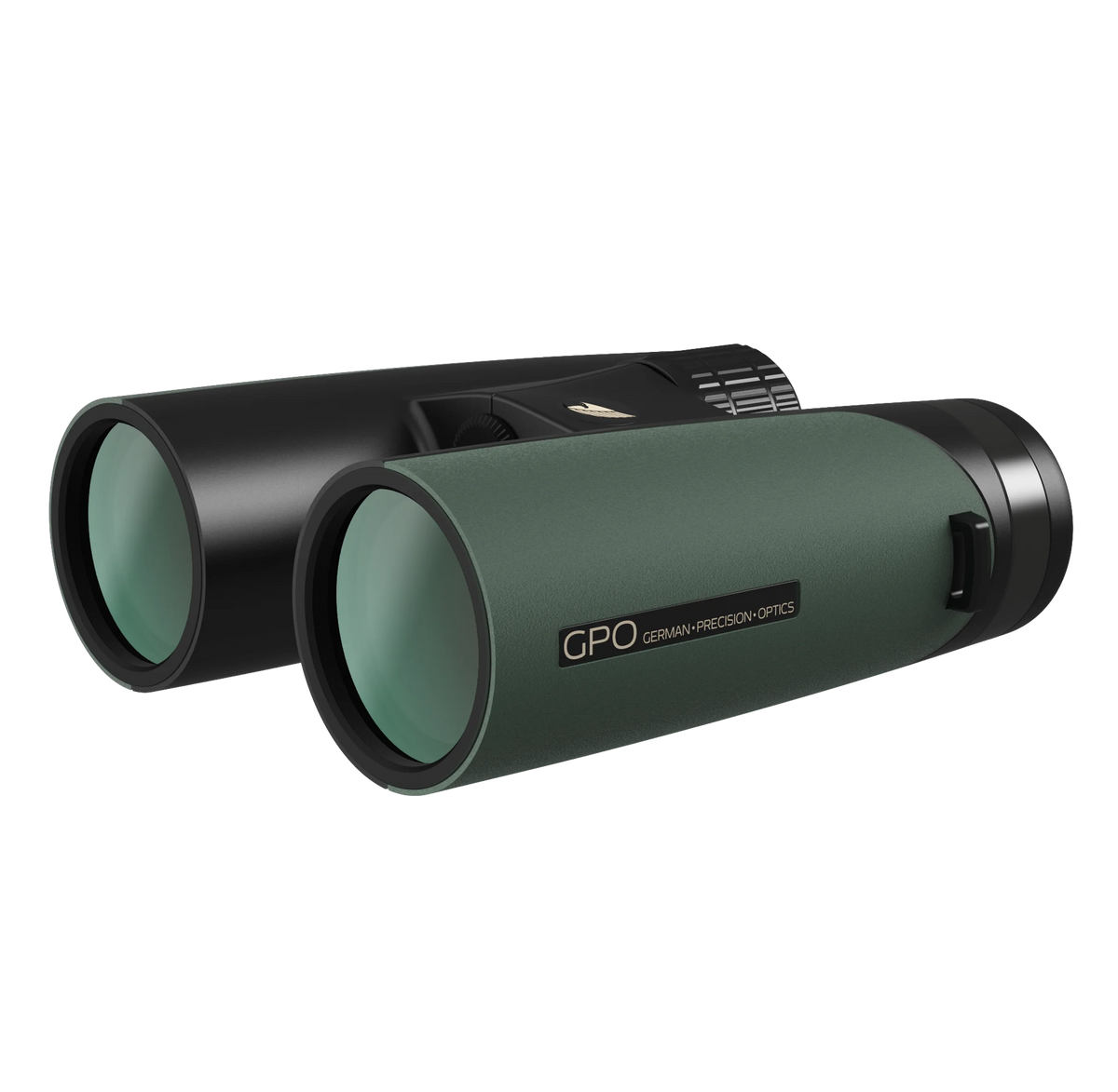 Binocolo GPO Passion ED 8x42 verde, vista angolata del corpo in magnesio