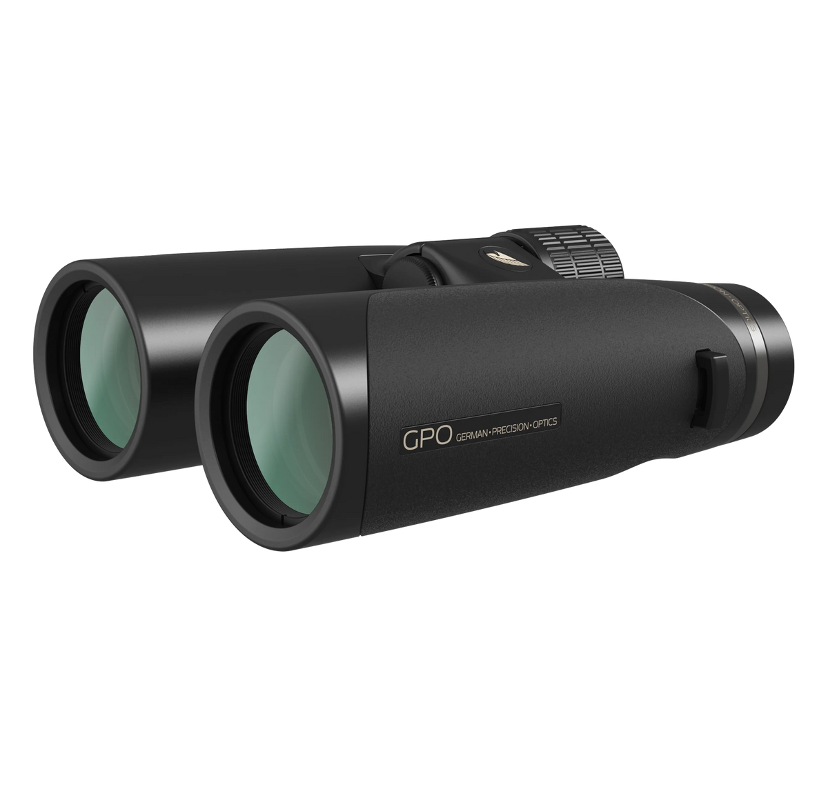Binocolo GPO Passion HD 10x42 nero, vista angolata del corpo in magnesio