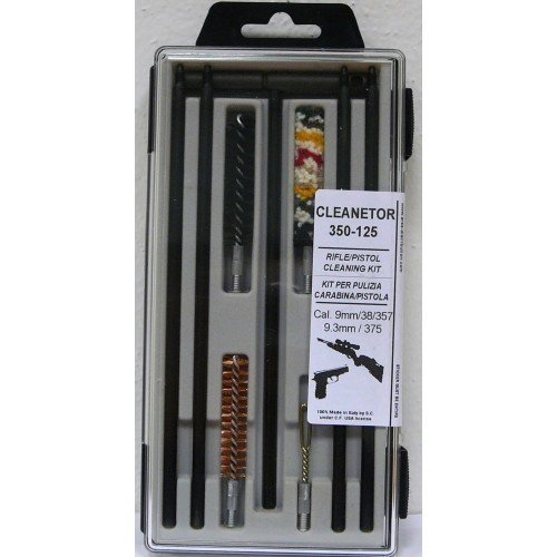 Cleanetor Kit Pulizia Pistola/Carabina Calibro 9, .38, .357, 9.3, 375