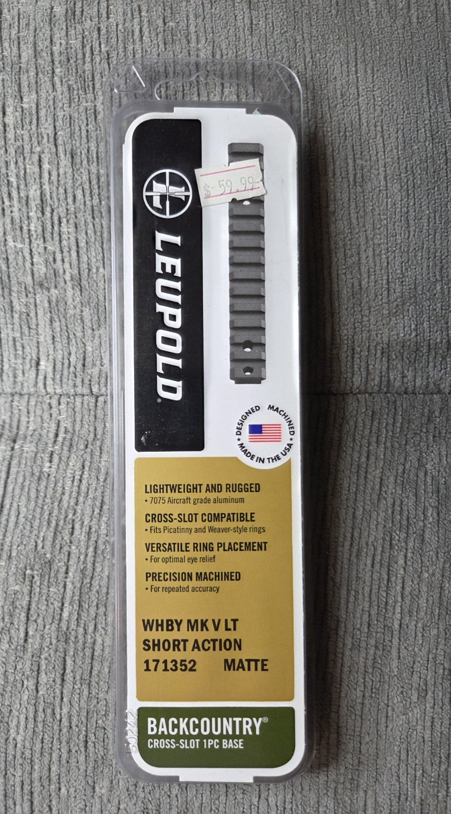 Leupold base BackCountry Cross-Slot Weatherby Mark V 6 Lug 171352