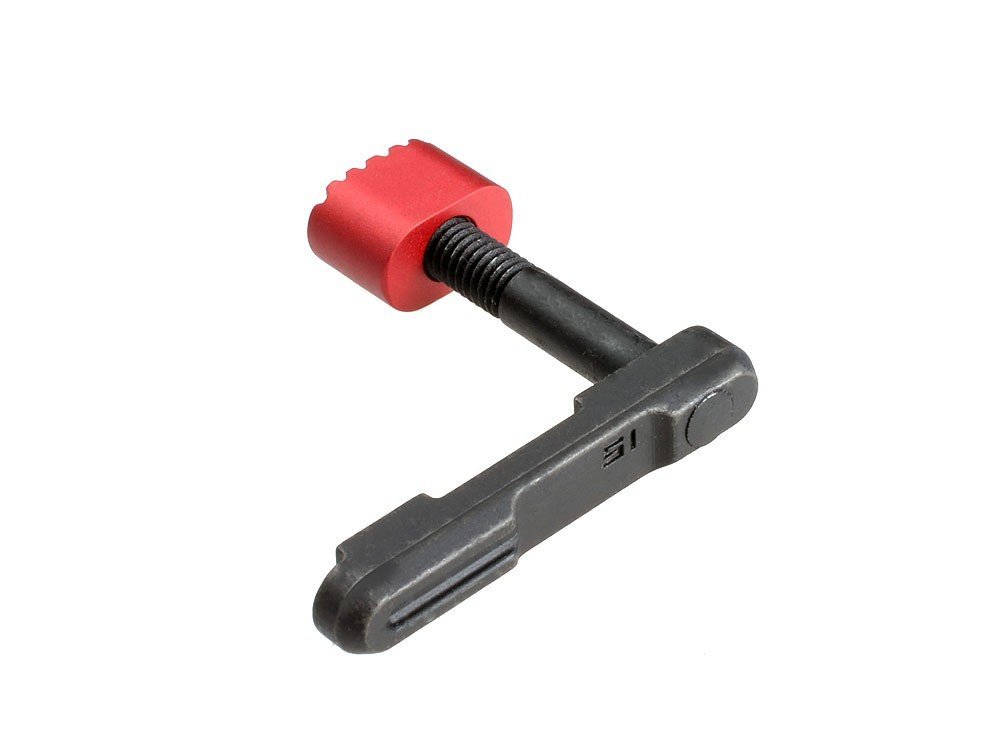 Strike Industries Enhanced Magazine Catch rosso per AR-15, dettaglio 4