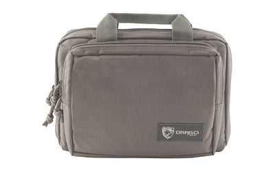 Drago Gear, Double Pistol Case, 5 Internal Magazine Holders, Seal Gray