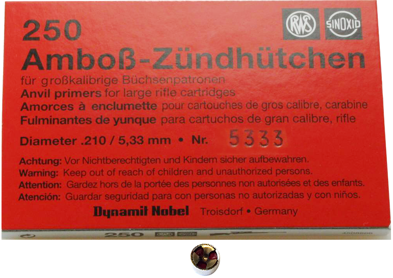 Inneschi RWS Large Rifle Magnum n. 5333 Sinoxid per ricarica carabina