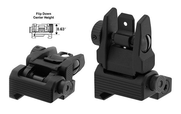 UTG ACCU-SYNC Spring-loaded AR15 Flip-up Rear Sight - Black