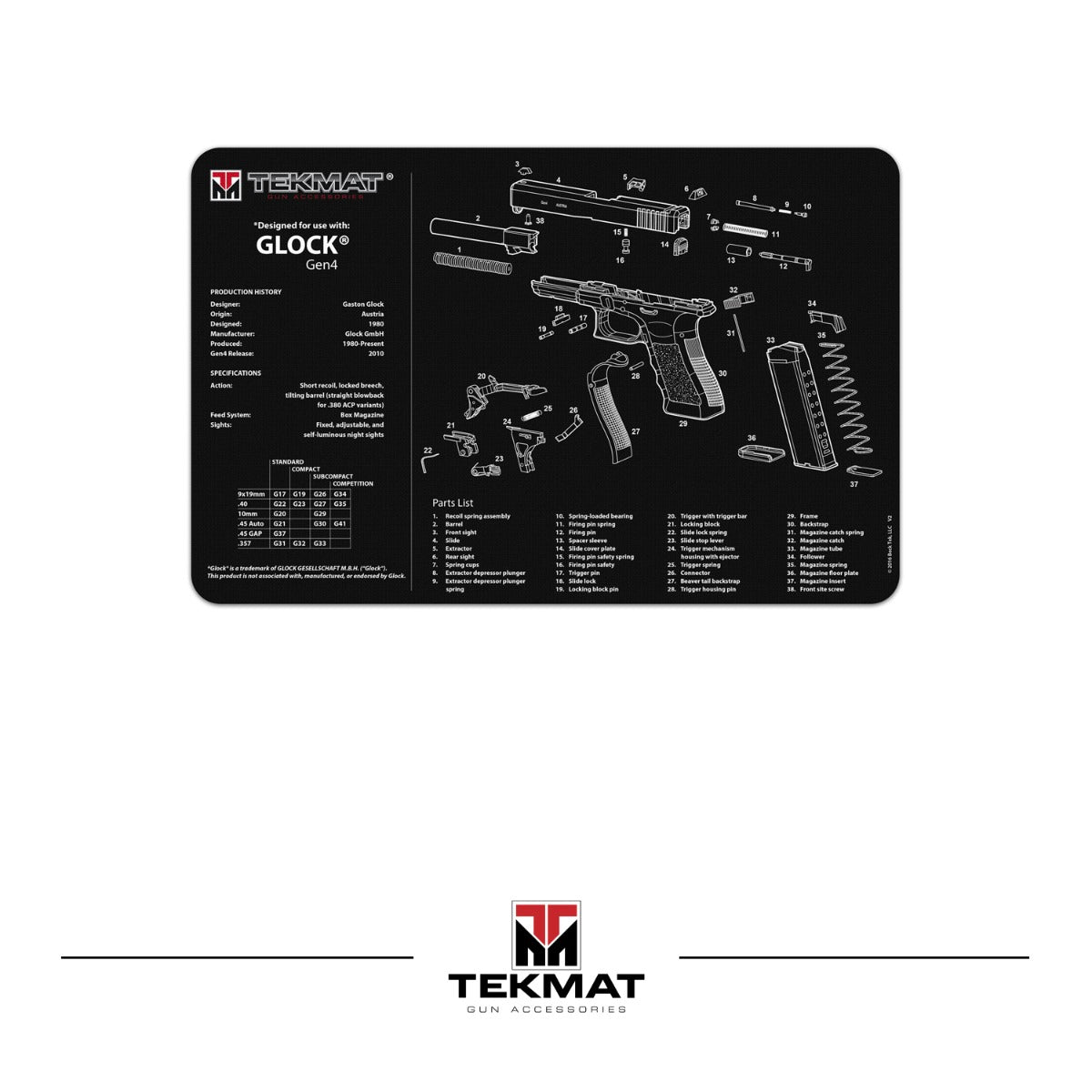 TEKMAT Glock Gen4 Gun Cleaning Mat 28x43cm