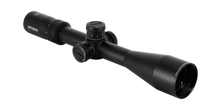 Cannocchiale Optisan EVX Gen II 6-24x50 F1 FFP, vista di tre quarti