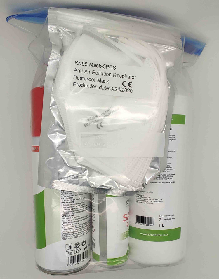 Kit di protezione e prodotti disinfettanti