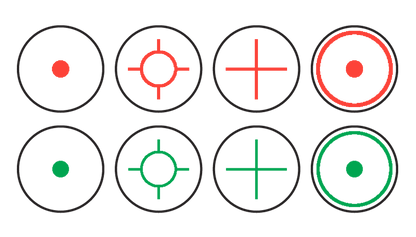 I 4 reticoli intercambiabili del red dot Konus Konusight
