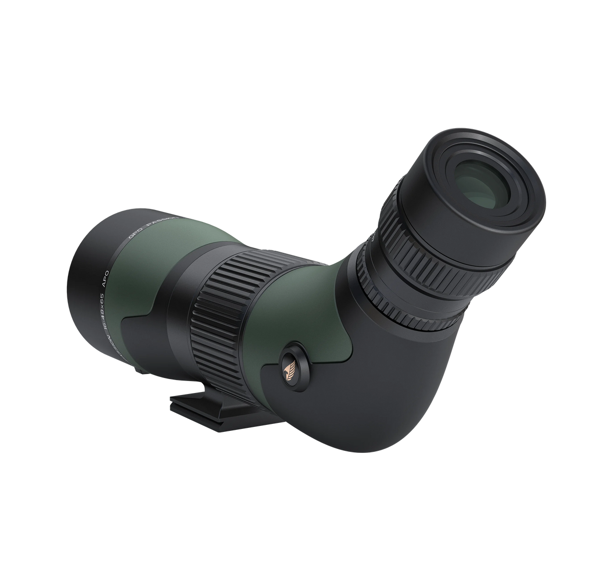 GPO Passion 16-48x65 APO spotting scope, vista posteriore con oculare inclinato