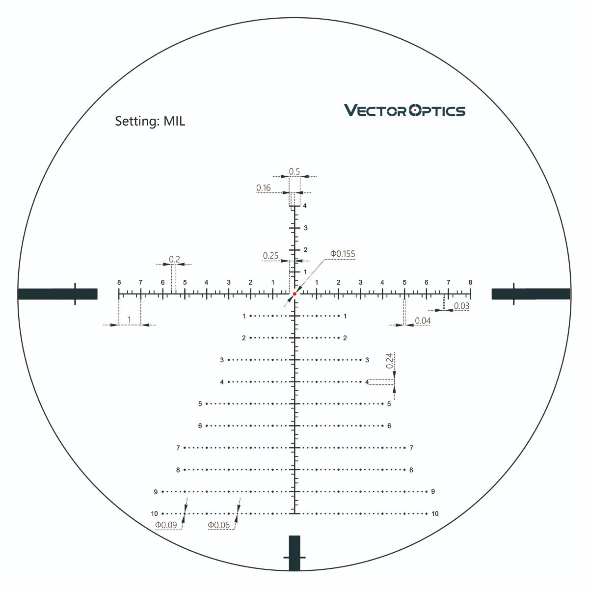 Vector Optics Continental Riflescope 34mm Tube 4-24x56mm FFP Illuminated VCT-34FFP Reticle