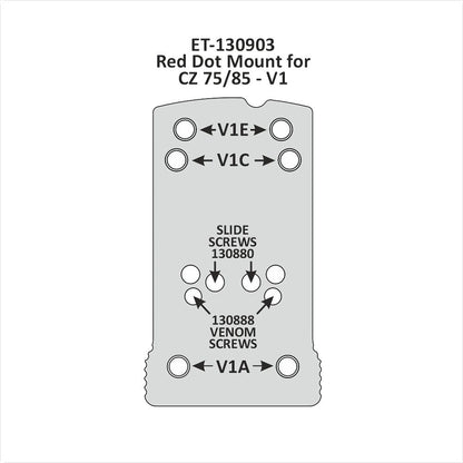 Eemann Tech attacco red dot V2 in alluminio per CZ 75/85 (non Shadow)