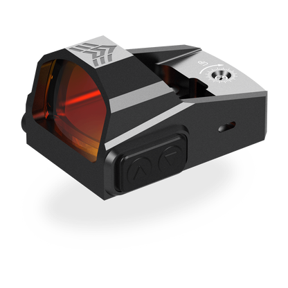 Swampfox Kingslayer red dot 1x22, vista anteriore di tre quarti