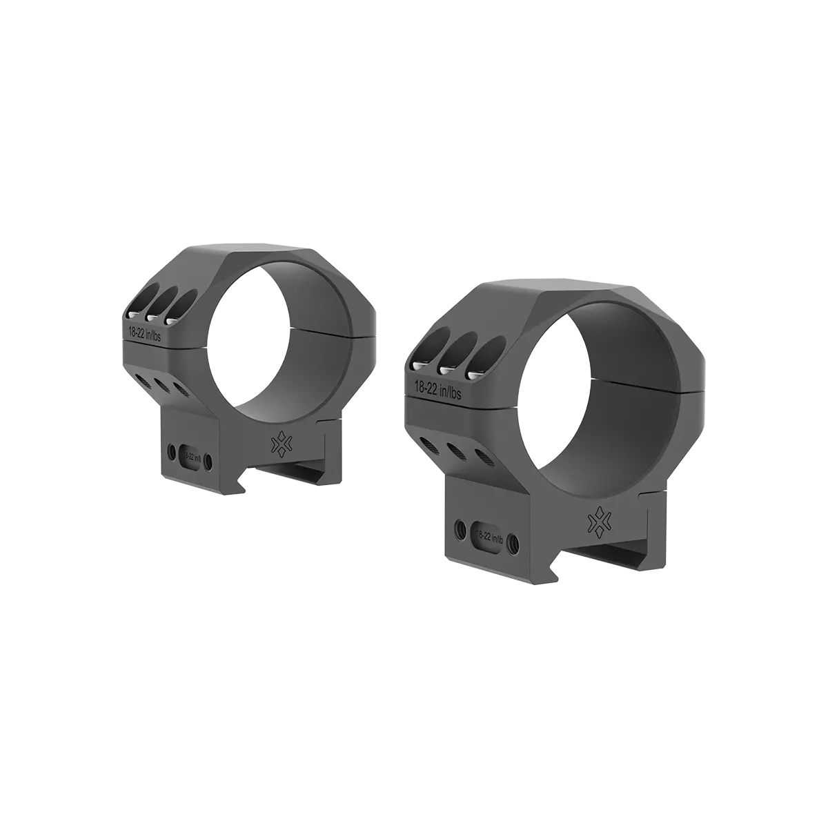 Dettaglio delle sei viti degli anelli X-Accu 34 mm bassi