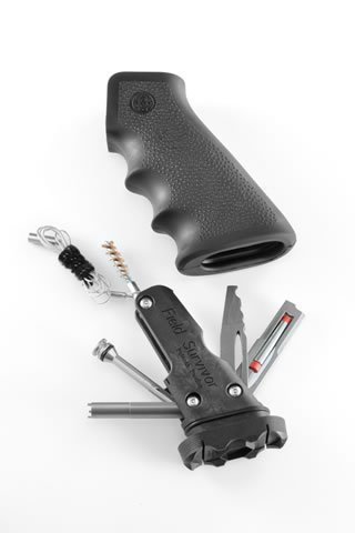 Hogue AR15/M16 OverMolded Rubber Grip Black with Samson Field Survival Kit - Black