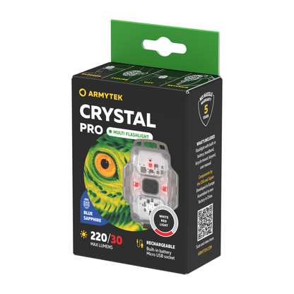 Armytek Crystal Pro Blu vista laterale con clip