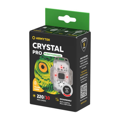 Armytek Crystal Pro Giallo vista laterale con clip
