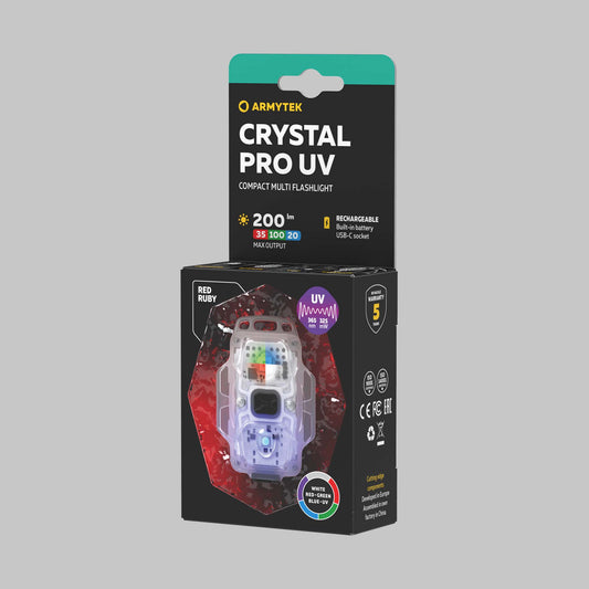 Armytek Crystal Pro UV Rosso torcia compatta multicolore, vista frontale
