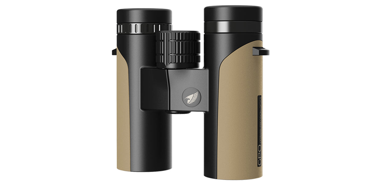 Binocolo GPO Passion ED 10x32 sabbia, vista frontale
