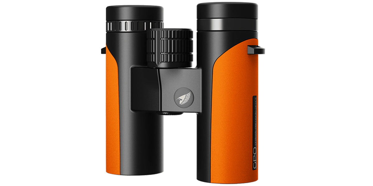 Binocolo GPO Passion ED 10x32 arancione, vista frontale