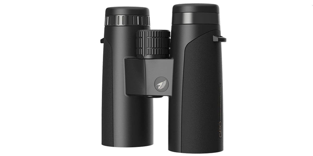 Binocolo GPO Passion ED 10x42 nero, vista frontale