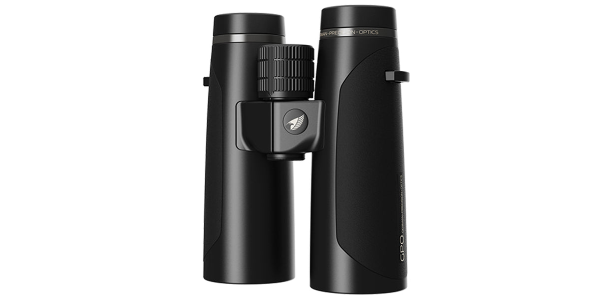 Binocolo GPO Passion HD 10x42 nero, vista frontale