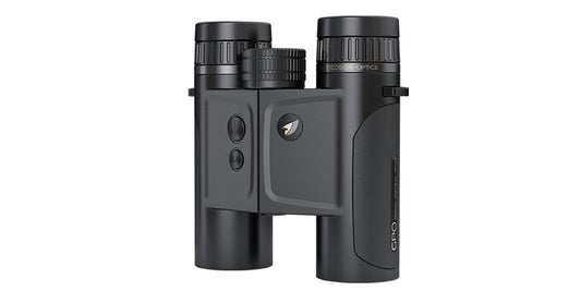 Binocolo con telemetro GPO Rangeguide 3000 8x32 nero, vista frontale
