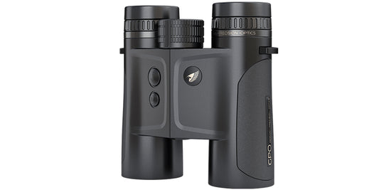 Binocolo con telemetro GPO Rangeguide 3200 10x40 nero, vista frontale