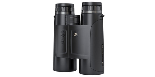 Binocolo con telemetro GPO Rangeguide 2800 8x50 nero, vista frontale