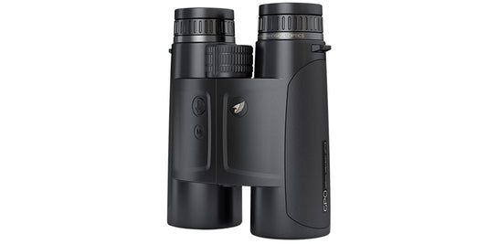 Binocolo con telemetro GPO Rangeguide 2800 10x50 nero, vista frontale