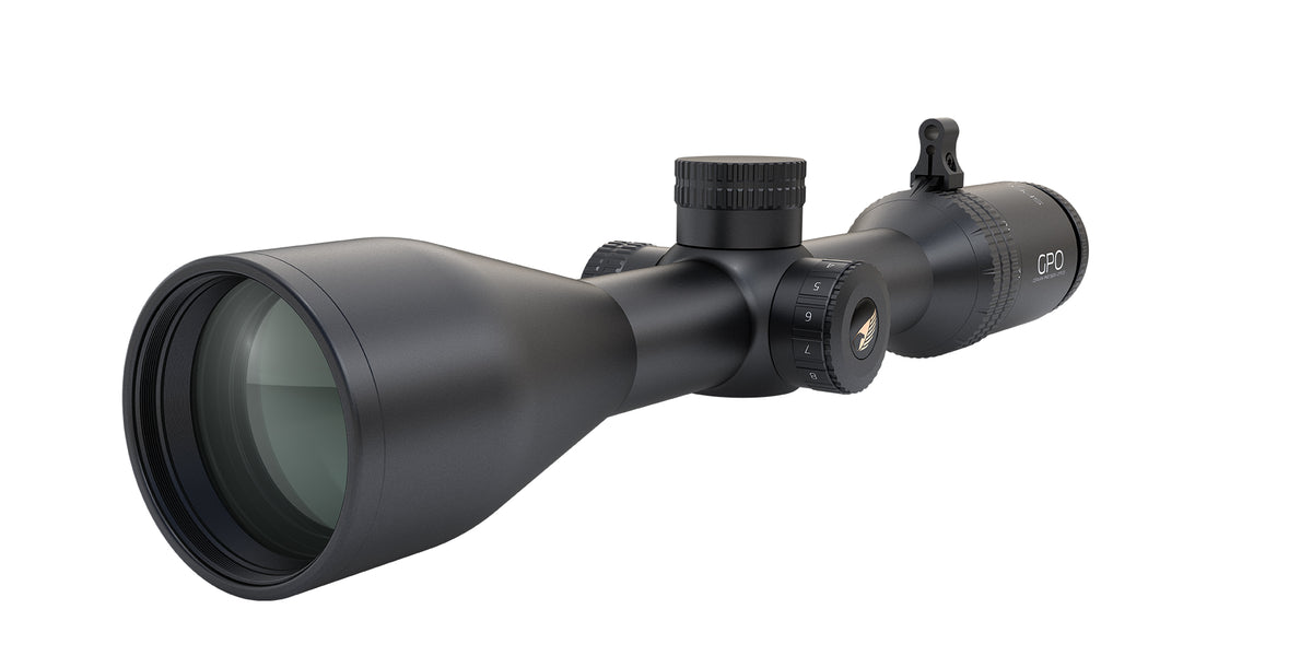 Cannocchiale GPO Spectra 6x 2-12x50i G4i, vista di tre quarti anteriore