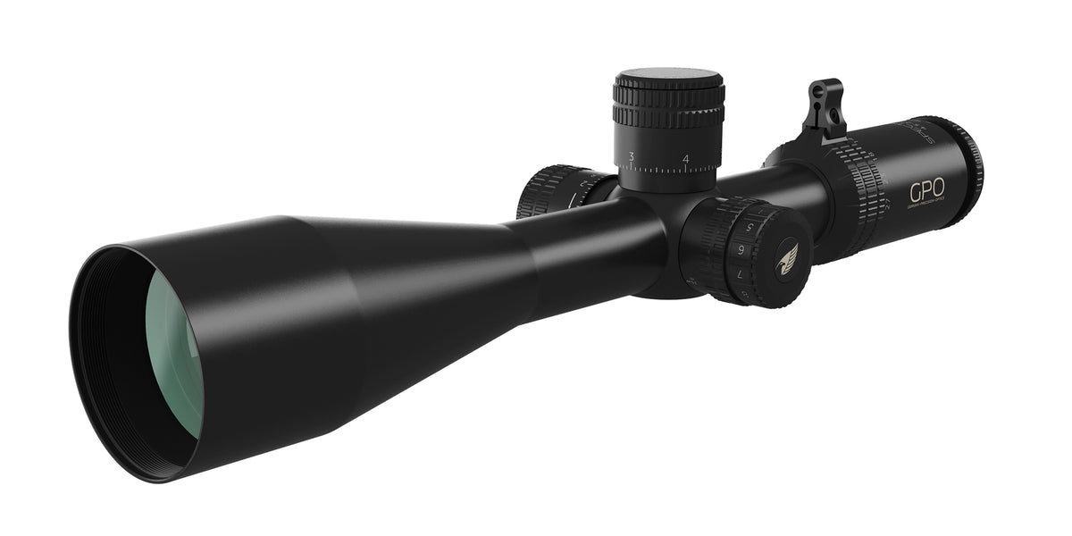 Cannocchiale GPO Spectra 6x 4,5-27x50i PLRi, vista di tre quarti anteriore