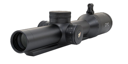 Cannocchiale GPO Spectra 6x 1-6x24i con slitta G4i Fiber, vista di tre quarti anteriore