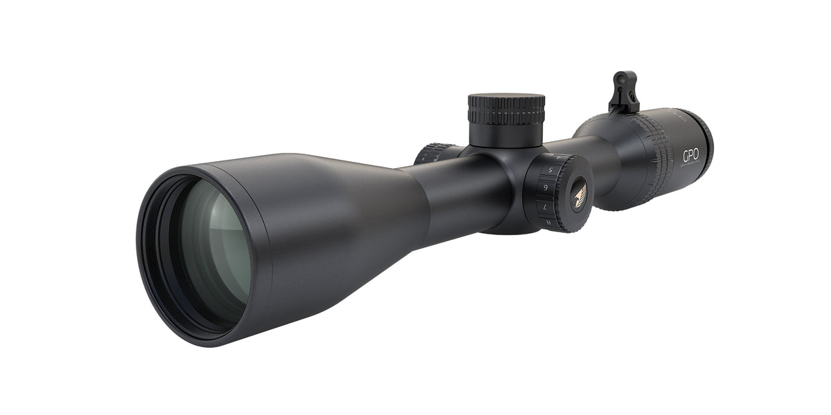 Cannocchiale GPO Spectra 6x 1,5-9x44i G4i Fiber, vista di tre quarti anteriore