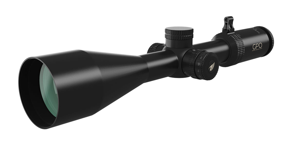 Cannocchiale GPO Spectra 6x 3-18x56i G4i Fiber, vista di tre quarti anteriore
