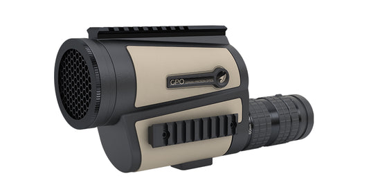 Spotting scope GPO TAC Spotter 15-45x60 sabbia con slitte Picatinny, vista laterale