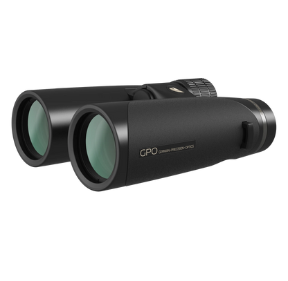 Binocolo GPO Passion HD 10x42 nero, vista angolata del corpo in magnesio