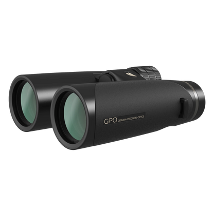 Binocolo GPO Passion HD 8x42 nero, vista angolata del corpo in magnesio