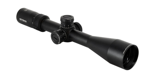 Cannocchiale Optisan EVX Gen II 6-24x50 F1 FFP, vista di tre quarti