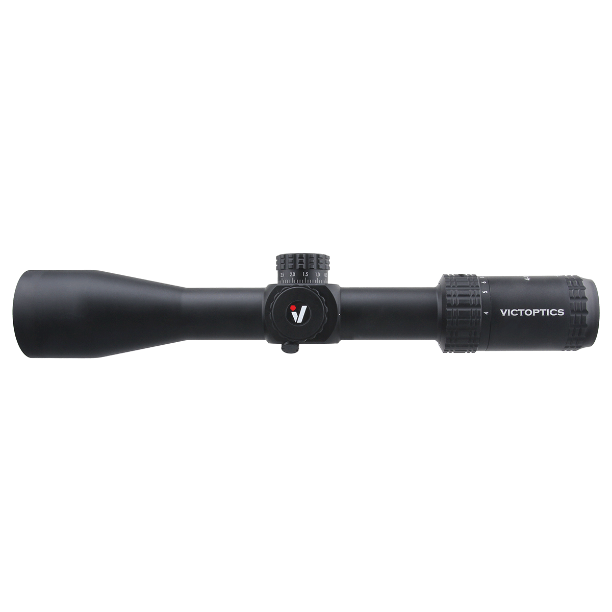 Dettaglio dell'obiettivo da 44 mm del VictOptics S4 4-16x44 FFP