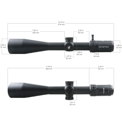 Schema delle dimensioni del VictOptics S4 6-24x50 SFP
