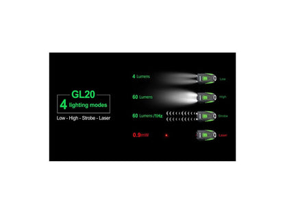 Nextorch GL20 Luce Led 60 Lumens e Laser Combo
