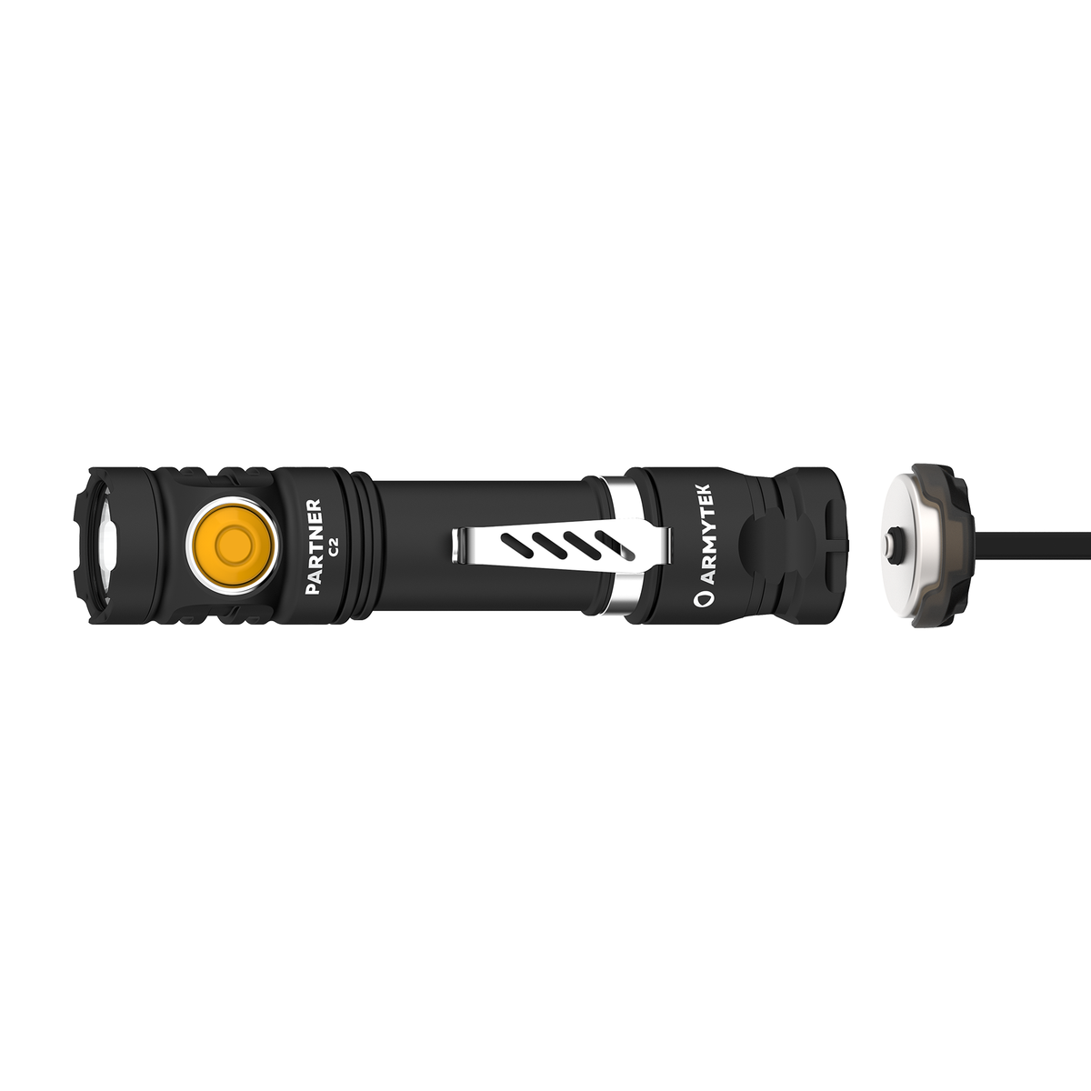 Armytek Partner C2 Magnet USB luce bianca dettaglio pulsante tattico