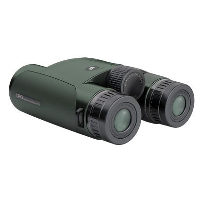 GPO Rangeguide 3400 10x50 verde binocolo telemetro, vista posteriore di tre quarti