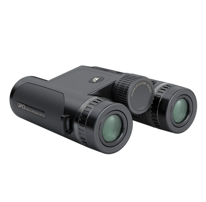GPO Rangeguide 3000 10x32 binocolo telemetro, vista posteriore di tre quarti