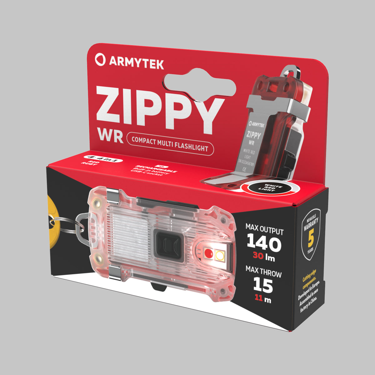 Armytek Zippy WR Rosso torcia portachiavi USB-C