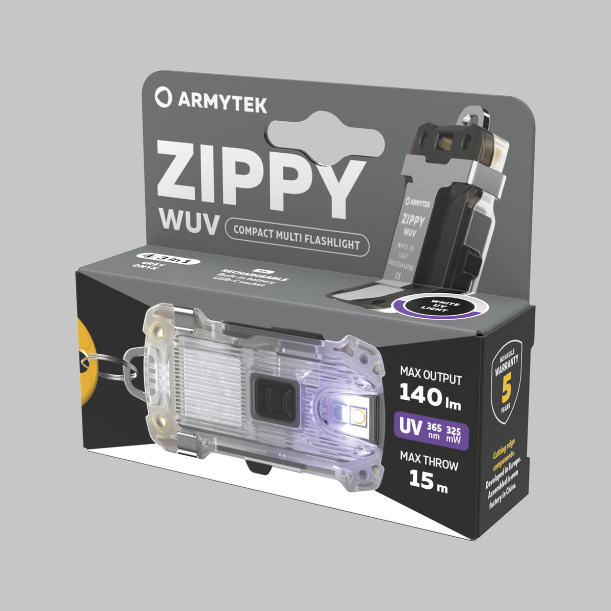 Armytek Zippy WUV Grigio dettaglio clip