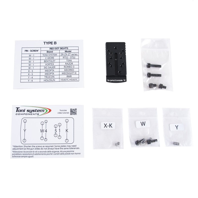 Toni System Base piastrina tipo B per red dot su Tanfoglio Stock II Optic pre 2022