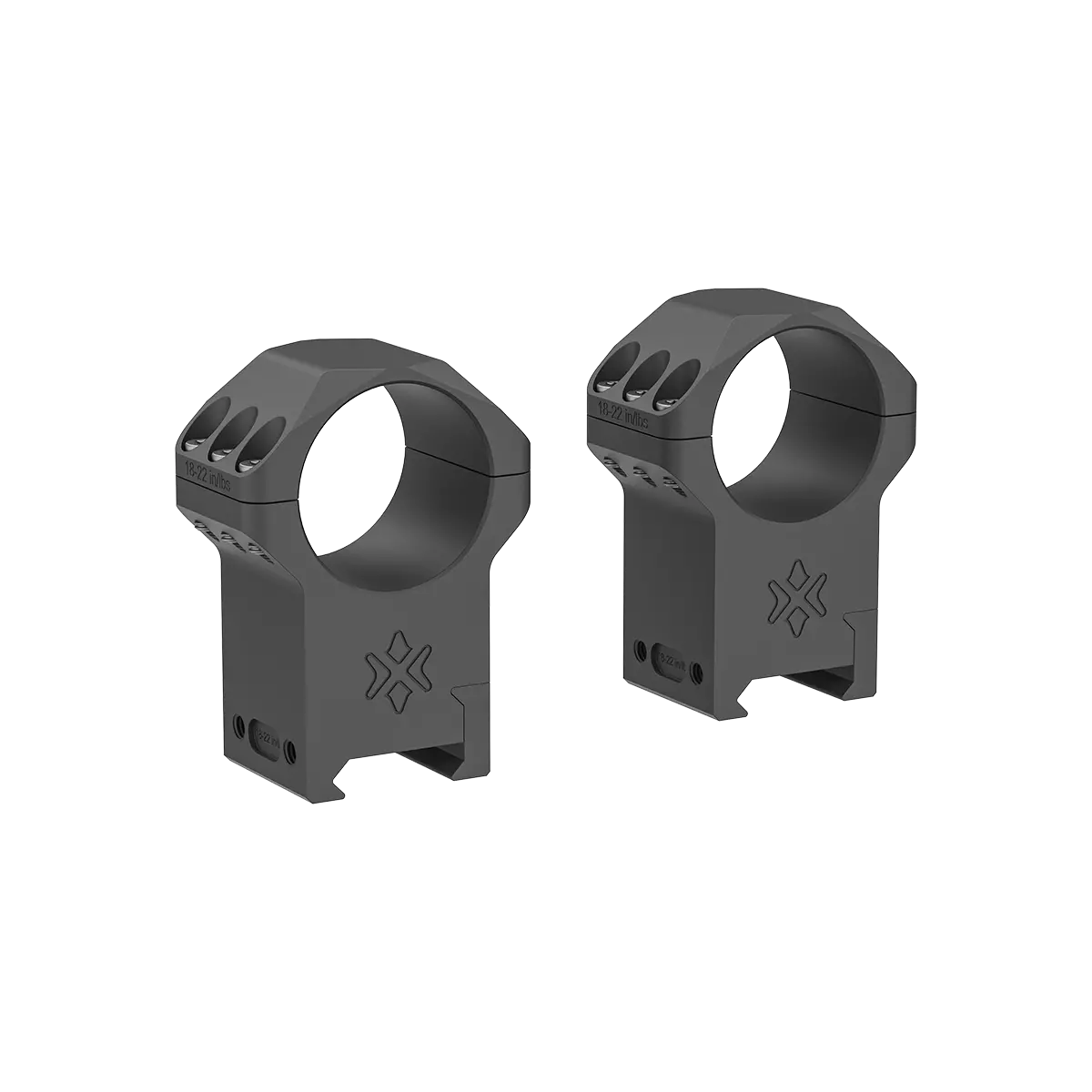 Dettaglio delle sei viti degli anelli X-Accu 30 mm alti