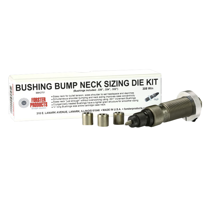 Forster Bushing Bump Neck Sizer Die 223 Remington con 3 bushings